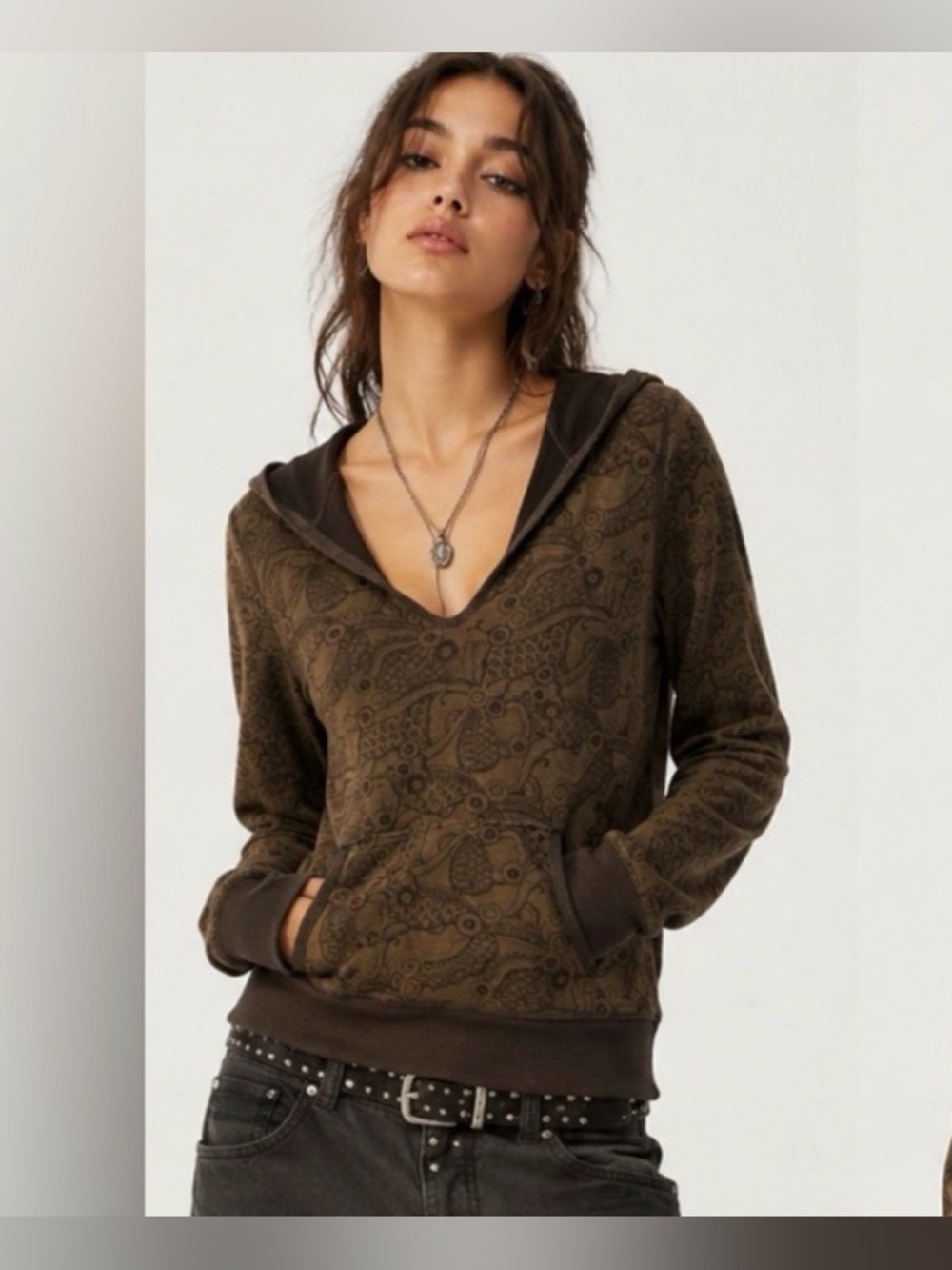 The North Face Y2K Grunge Reversible brown floral print hoodie Size Small/Medium